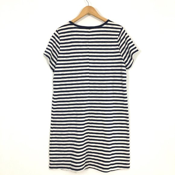 NEW! Old Off-White Navy Stripe Slub Knit T-Shirt Dress - XL - Picture 3 of 5